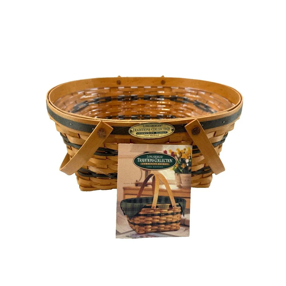 1996 Longaberger Community Basket w/Protector Vintage 14.75